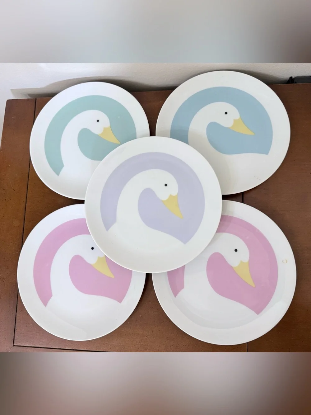 Vintage Takahashi Geese Goose Pastel Ceramic 5 Salad Plates 8” Grandma Cottage